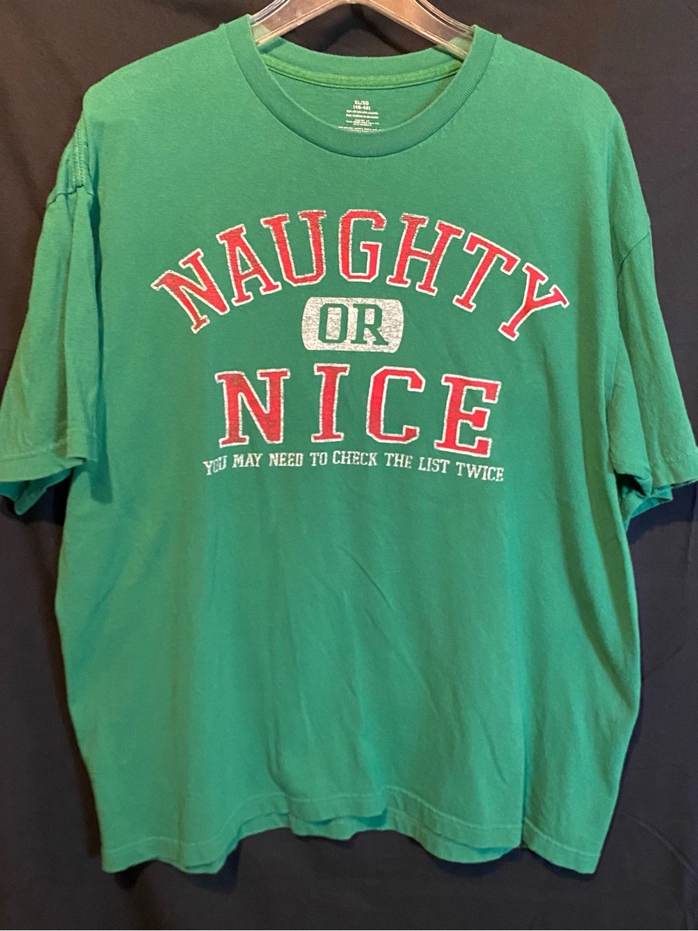 Green 'Naughty or Nice' Graphic Tee